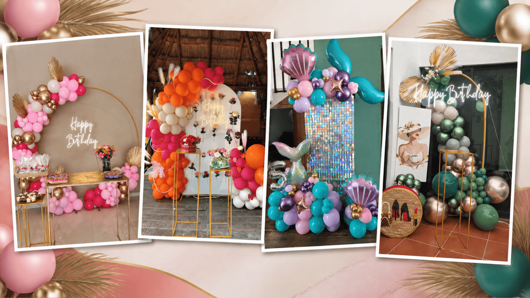 Decoración elegante con globos para eventos premium en Mérida
